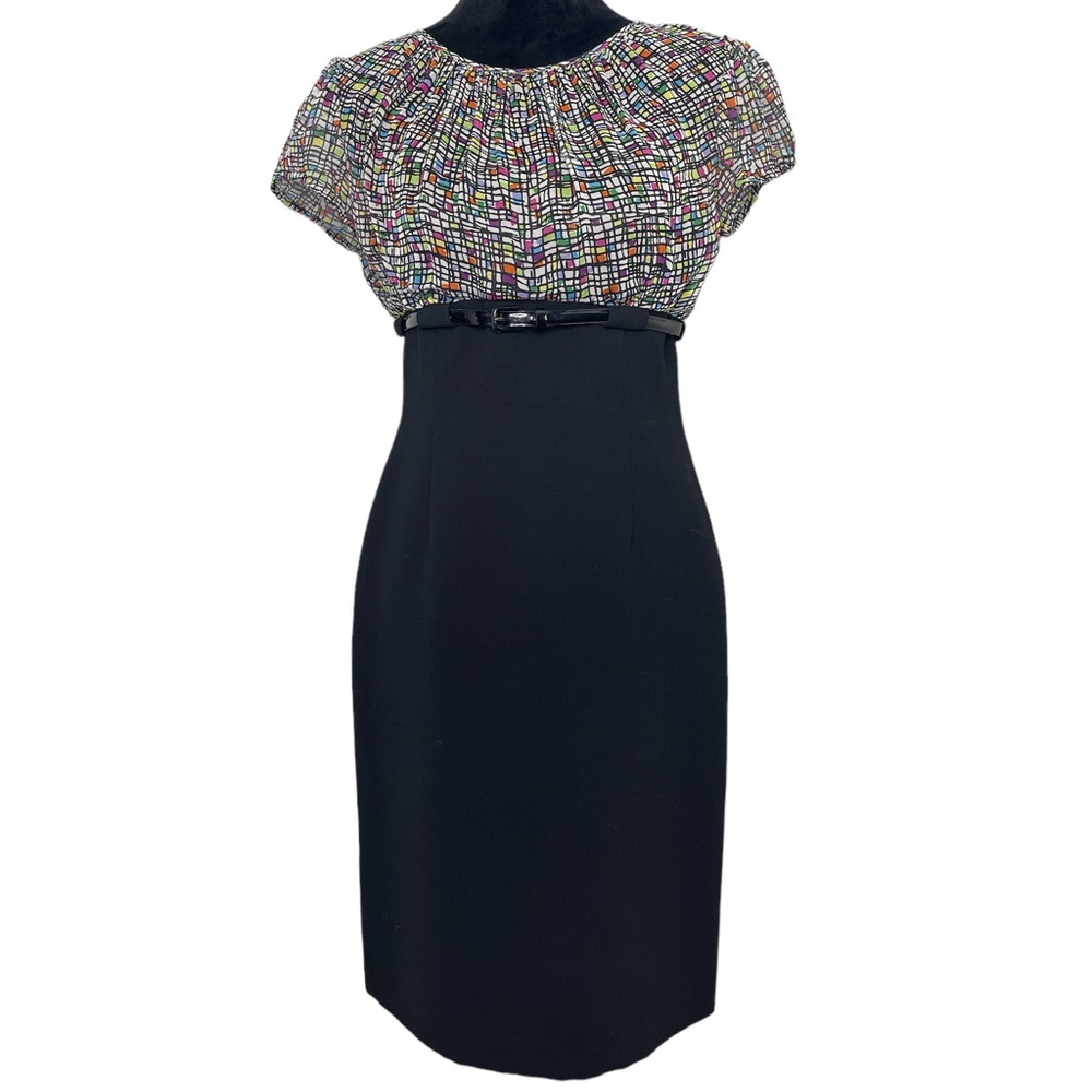 Tahari Arthur S Levine Silk Blend Belted Dress Womens Size 4